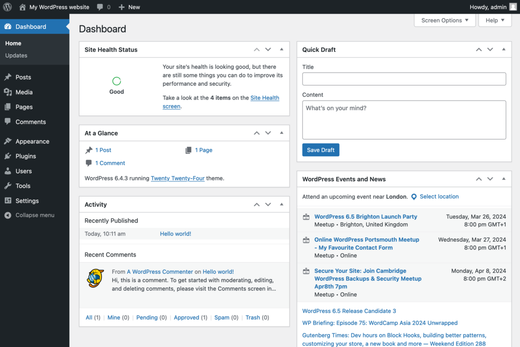 WordPress-Dashboard